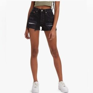 Levi's Women's 501 Original Shorts-Black-Distressed Size 27 (4)